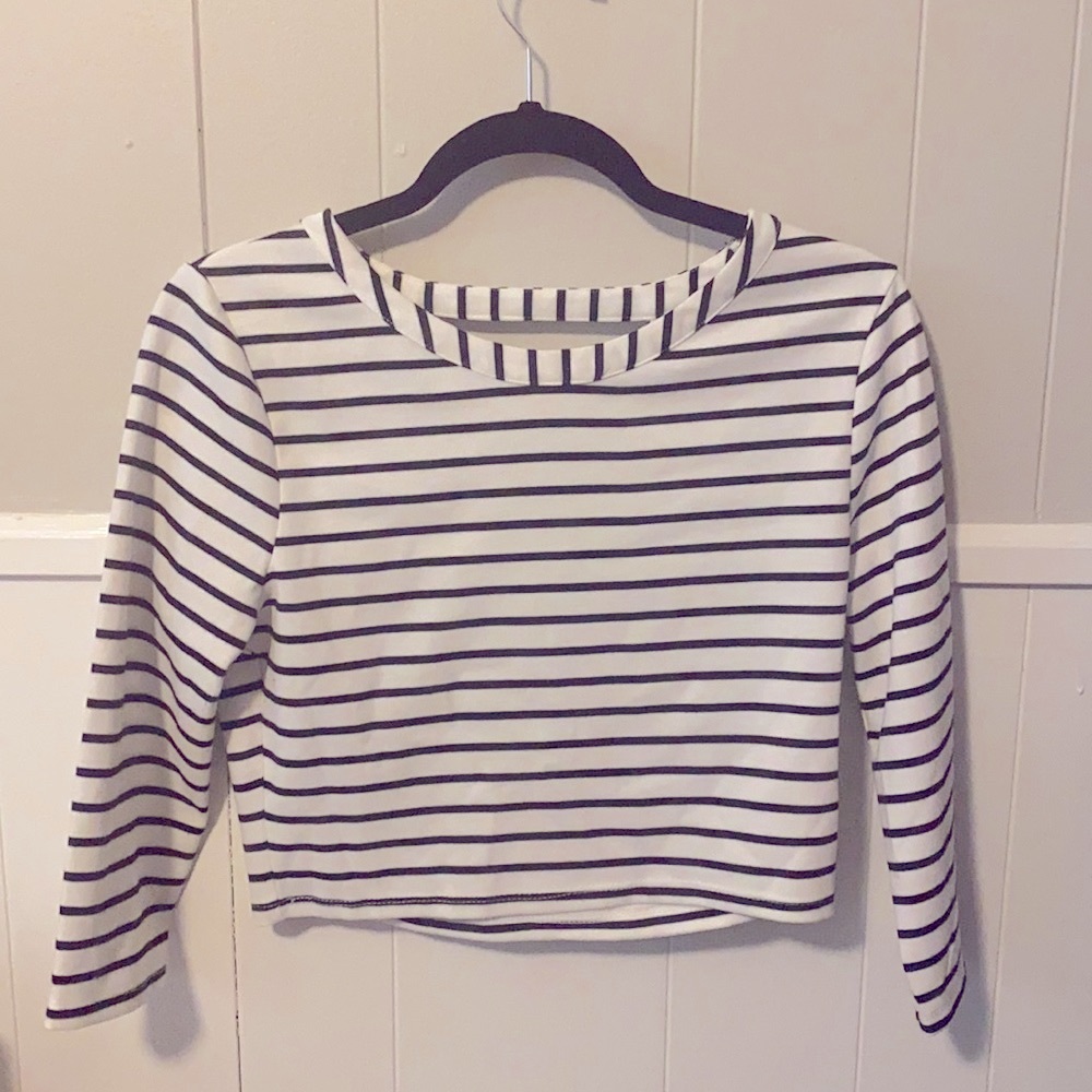 Jack by BB Dakota stripe crop top 3/4 sleeve M